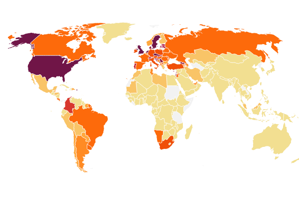 Worldwide coronavirus cases