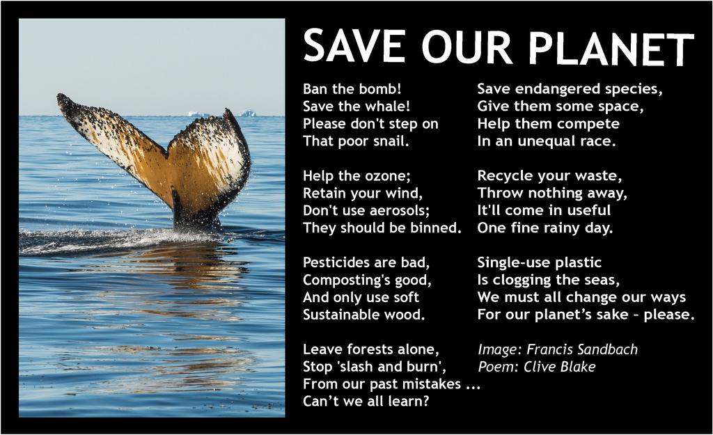 Eco Poem -Save Our Planet +bord -Clive Blake poem