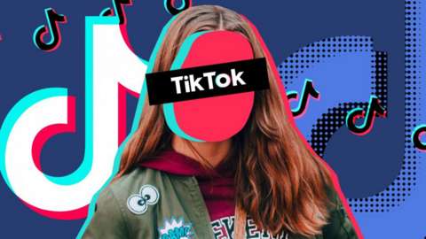 TikTok logo with an anonymous girl