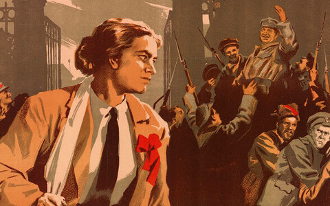 1953. aastal ekraanidele jõudnud kõige populaarsema film (vaatajaid ligikaudu 50 miljonit) "Ljubov Jarovaja" plakat.