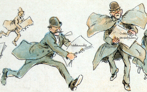 Reporterid erisuguste valeuudistega. Frederick Burr Opperi illustratsioon 1894. aastast.