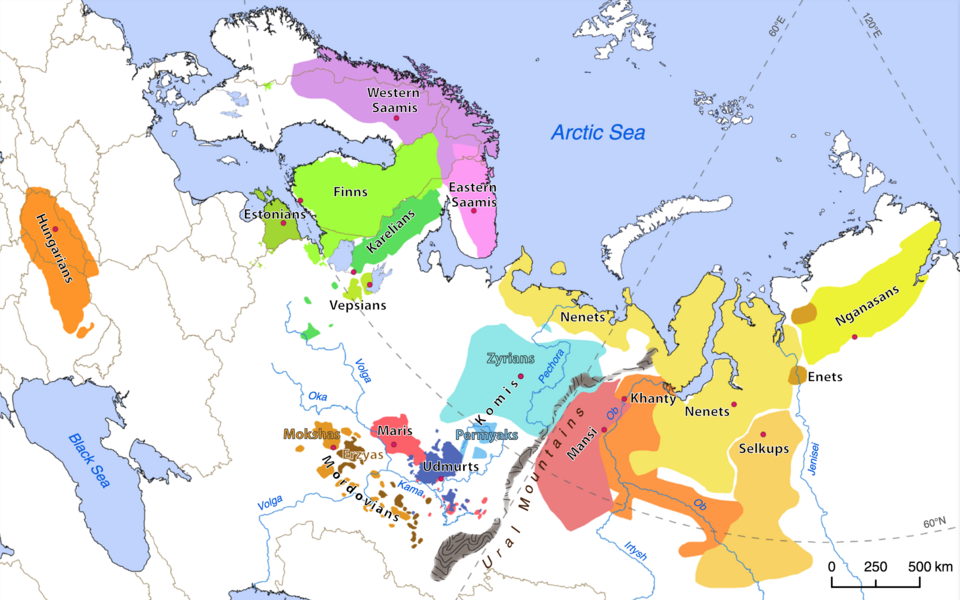 Uurali keeli kõnelevad rahvad asuvad geograafiliselt väga erinevates piirkondades..