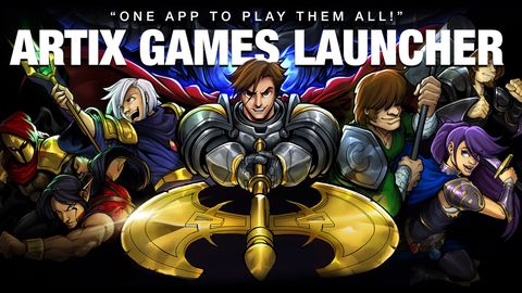 Image may contain: 2 people, text that says ""ONE APP TO PLAY THEM ALL!" ARTIX GAMES LAUNCHER"