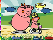 Coloring Peppa Pig Bike Ride