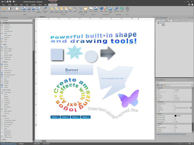 Shapes and drawing tools