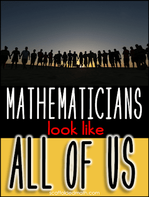 A couple years ago, I realized that whenever I would talk about the mathematicians who created the math we were doing in class, there were a lot of similarities in the people that I was displaying on the board. In my class, no two students were alike. But every mathematician I was displaying looked the same. The following year, after my students took their end of year exam, I decided to spend the last few weeks of school doing a mathematician project. For this project, I had the students pick from a list of mathematicians that I gave them, fill out a bio sheet, and make a presentation. They got bonus points if they dressed up and presented as their mathematician of choice. I’ve enjoyed learning about mathematicians from around the world. I hope that by sharing with my friends, who share with their friends, and by the people who find me through my hashtag, that people will start to see that mathematicians look like all of us. It is not a field set aside just for European men in powdered wigs. Mathematicians come from all centuries, all countries, and all socioeconomic backgrounds. Mathematicians really do look like all of us!