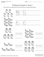Thumbnail image of one page from Chimpanzee Numbers 5 and 6 worksheet set.