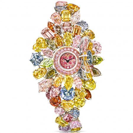 Multicolored diamonds Graff high jewelry timepiece for women