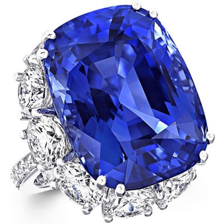 Graff High Jewelry 44.02 ct cushion-cut Sapphire and Diamond Ring
