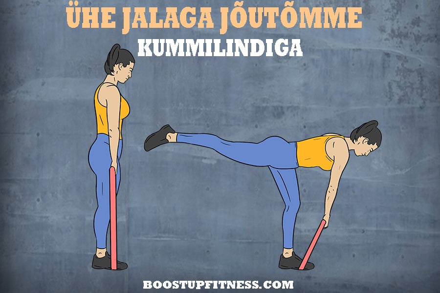 ühejalaga jõutõmme kummilindiga