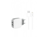 Charger FONEX 2xUSB 2.1A+Lightning, white