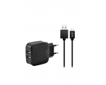 Charger FONEX 2xUSB 2.1A + TYPE-C, black