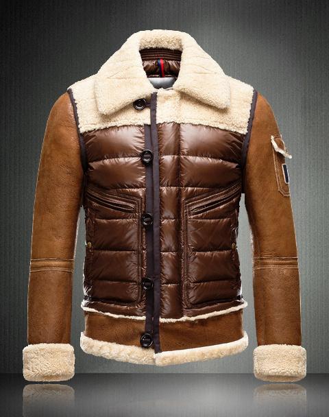 2014 New! Moncler Delacroix Men Fur Down Jacket Brown [4e0c]