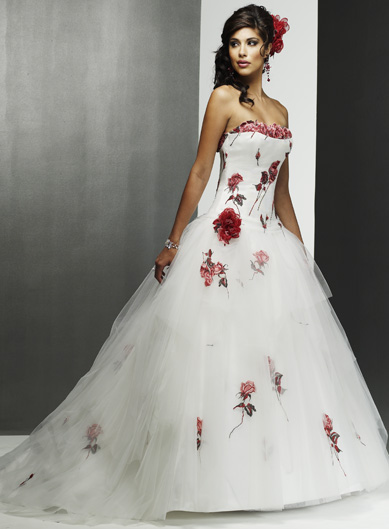 2012 attraente abito di sfera femminile floreale Corpetti Fiori dettagliate Covered garza abito da sposa [3bdd]