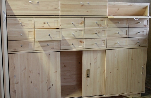 Sliding door cupboard with drawers