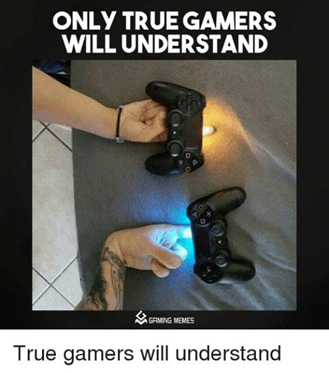 Image may contain: text that says 'ONLY TRUE GAMERS WILL UNDERSTAND GAMING MEMES True gamers will understand'