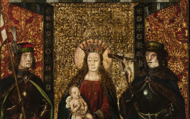 Püha Lucia legendi meister. Mustpeade vennaskonna Maarja altari retaabel. Püha Jüri, Neitsi Maarja ja Püha Viktor. Enne 1493.