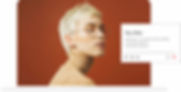 Wix blog with a portrait of a blonde woman in eyeglasses.