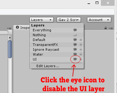 Open the Layers drop down top right, click the eye icon on the UI layer to disable it