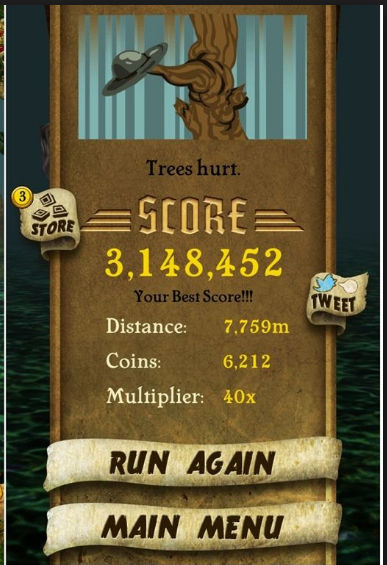 Temple Run game over