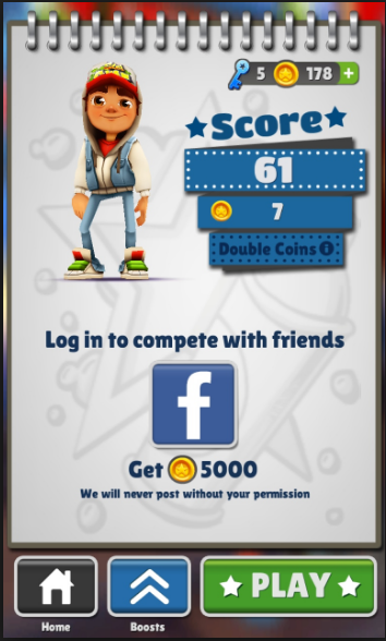 Subway Surfers game over