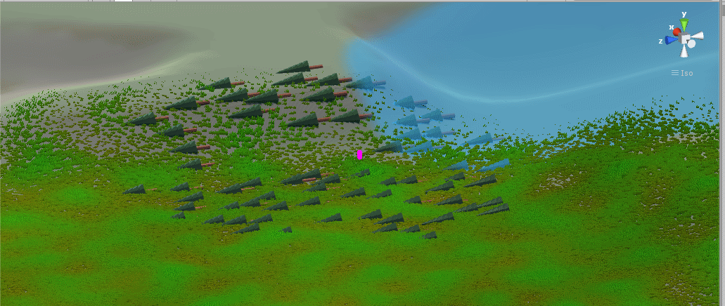 Image of the tree rotation using the tree placer in the terrain editor