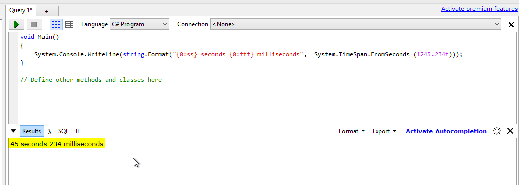 LinqPAD TimeSpan Formatting