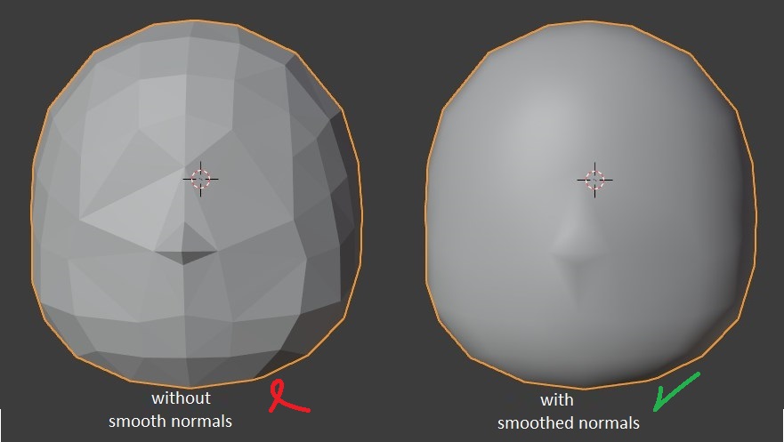 low poly object with/without smooth normals