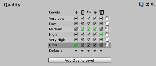 Quality settings