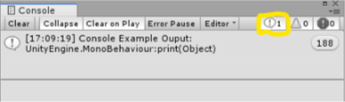 Console Window: Output Icon(Exclamation Point inside a dialog bubble)