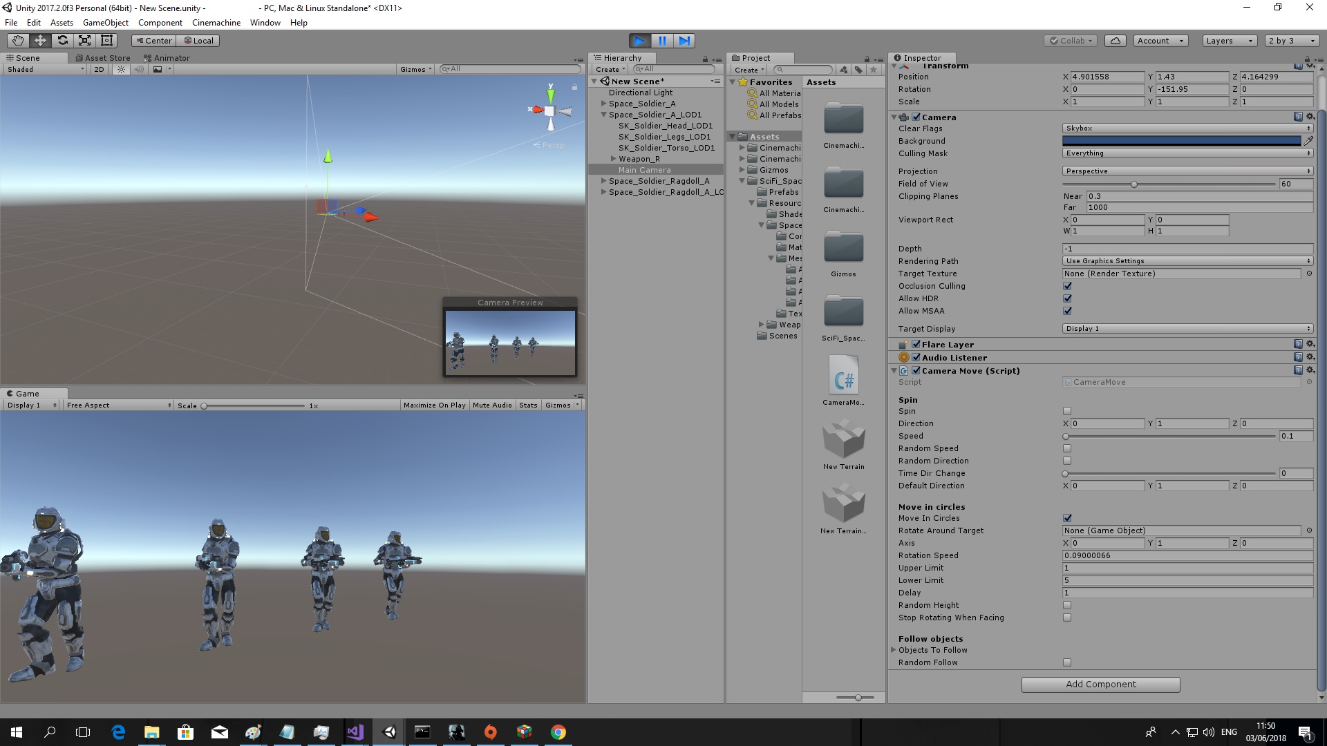 Game running camera facing soldiers stopped rotating around