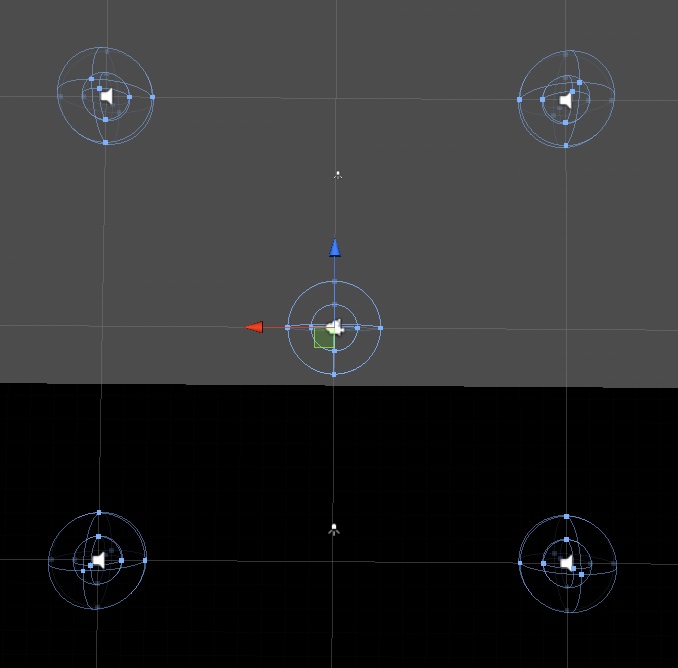 sound setup in scene - top view