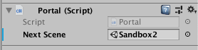 inspector showing scene in Next Scene field