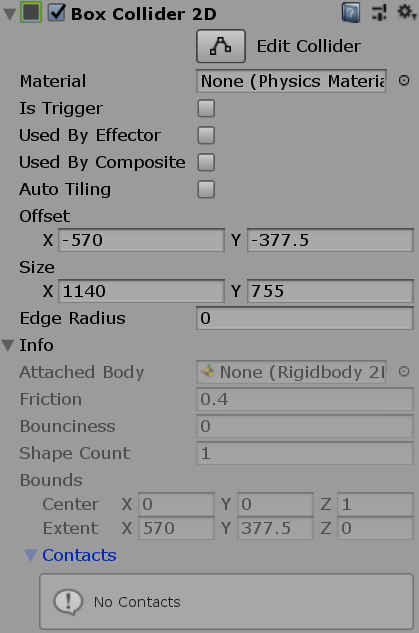 BoxCollider2D options