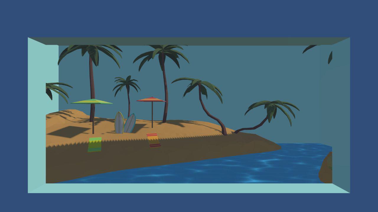 same beach scene, but with different shadows