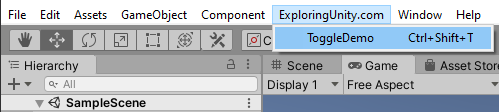 the menu item to launch the custom editor window