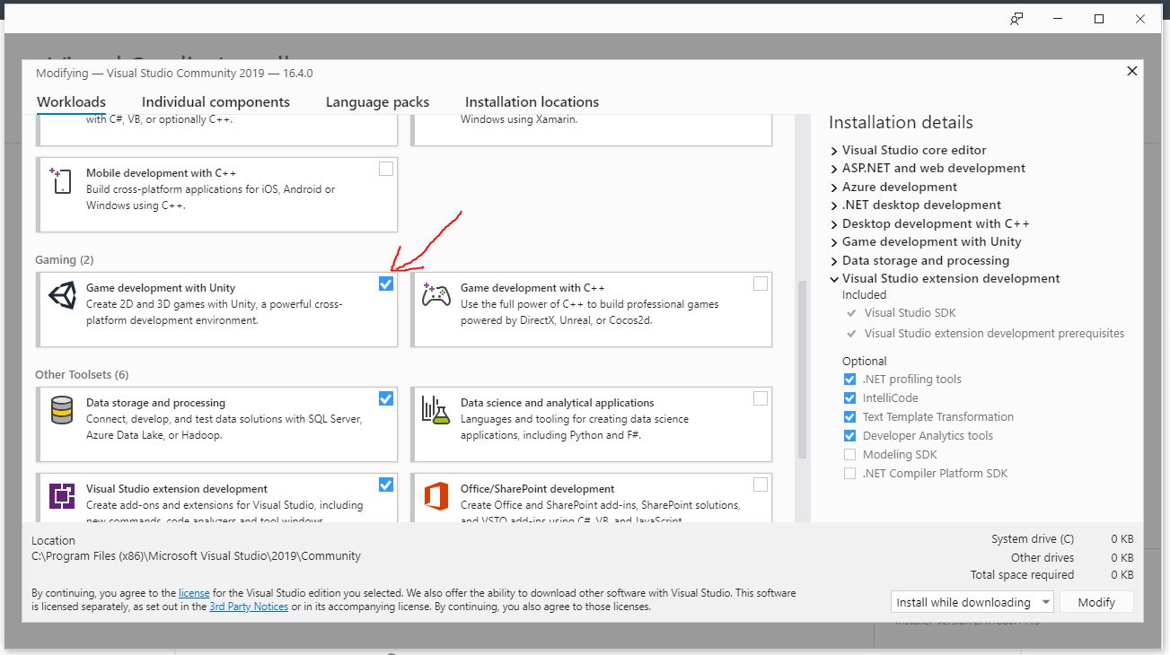 Image showing the Game Development With Unity plugin for Visual Studio