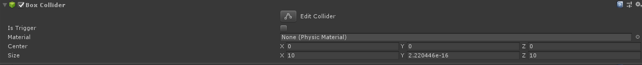 Box collider. just default settings, I believe.