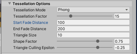 HDRP Tesselation settings