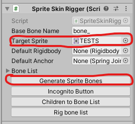 Highlighted sprite is modified upon pressing the button and executing the editor script.