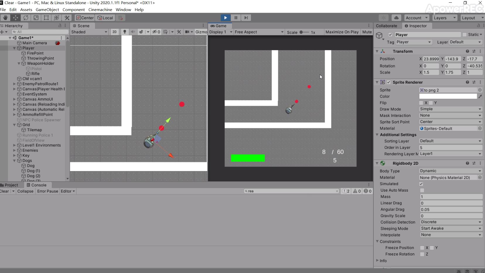 Hello! I've been working on a top down shooter game recently and I've run into a weird issue. So I used a vector2 variable to calculate the direction my character should look at (mouse position - rigidbody2d.position), and everything works fine until my character collides with something. After the collision, there's an offset between my mouse position and where my character looks at and shoot, as illustrated by the images below. I'm suspecting that it has something to do with rigidbody but I'm not sure how to solve it. Any help is greatly appreciated!