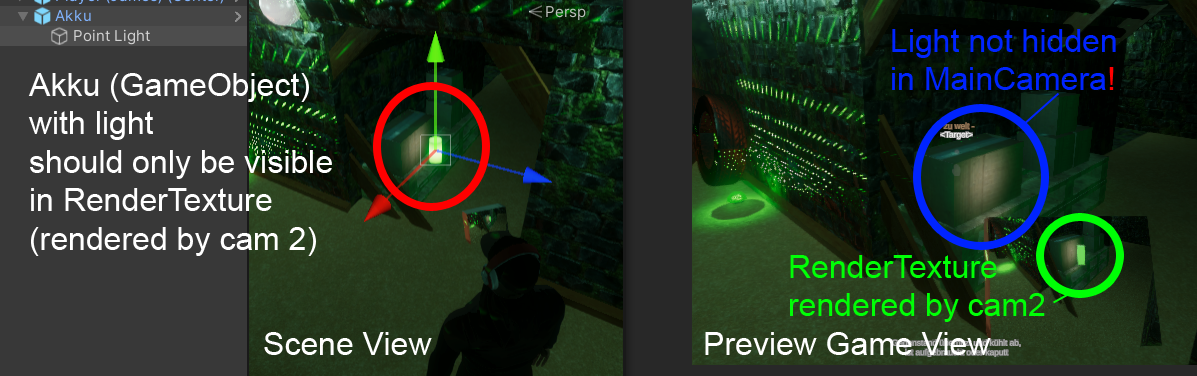 MainCamera renders invisible light rendered on textures
