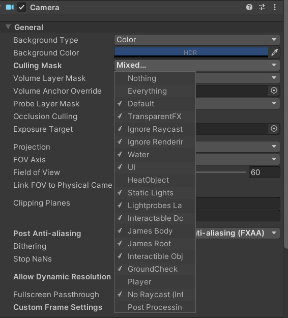 main camera settings - culling mask unset for object to hide in main view - object and light on the excluded layer mask, that is unchecked in culling mask field