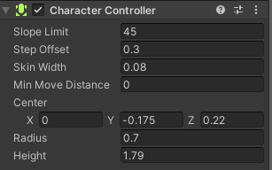 character controller values