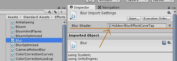 Screenshot of the inspector showing where you have to put default values.