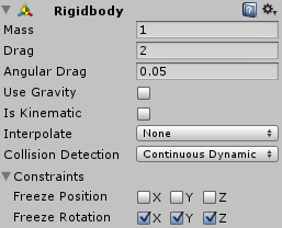 My usual rigidbody settings.