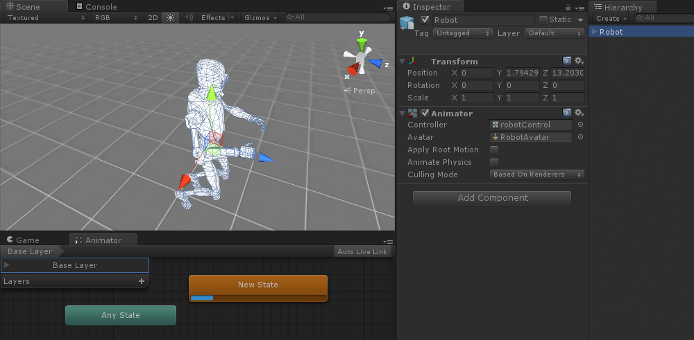 Robot empty animator controller pose