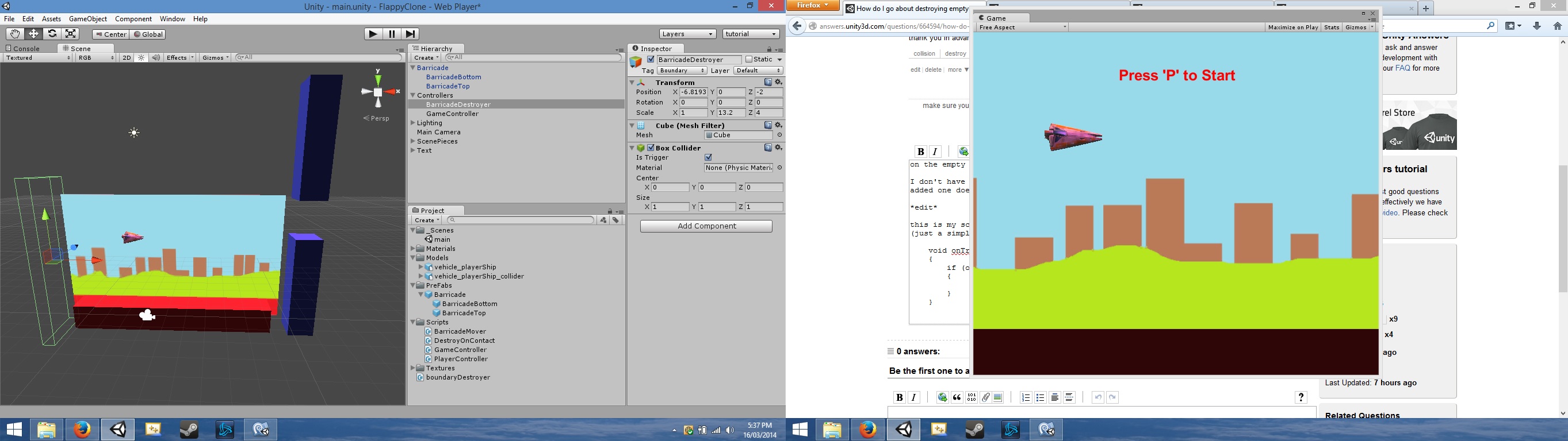 this is what I'm looking at. collider on the left, physical obstacle on the right.