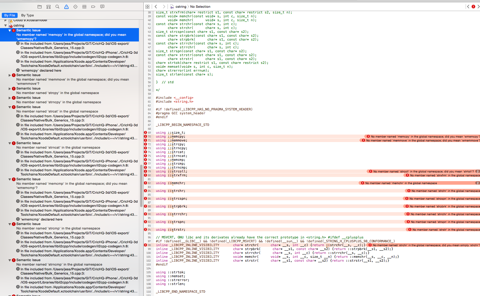 xcode errors