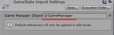 GameState.cs in inspector